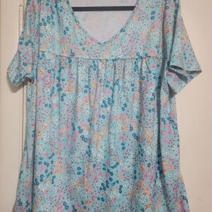 Floral Blue Women's Top